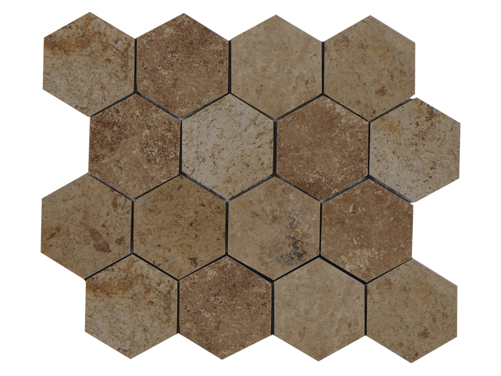 Omni Colori Travertine, 3" Hexagon Mosaic