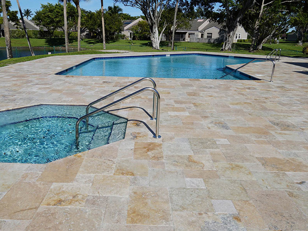 Nero Salbacos Travertine, Cross-Cut, Unfilled, Tumbled, Tile