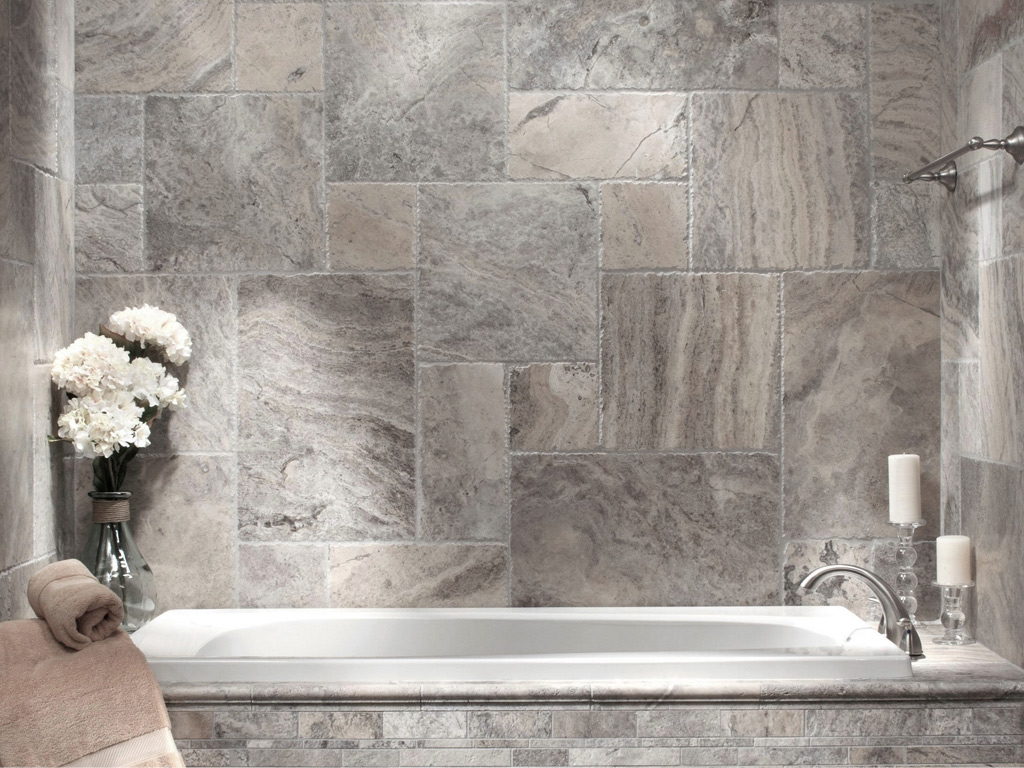 Silver Travertine, Cross-Cut, Unfilled, Brushed, Chiselled Edge, Tile