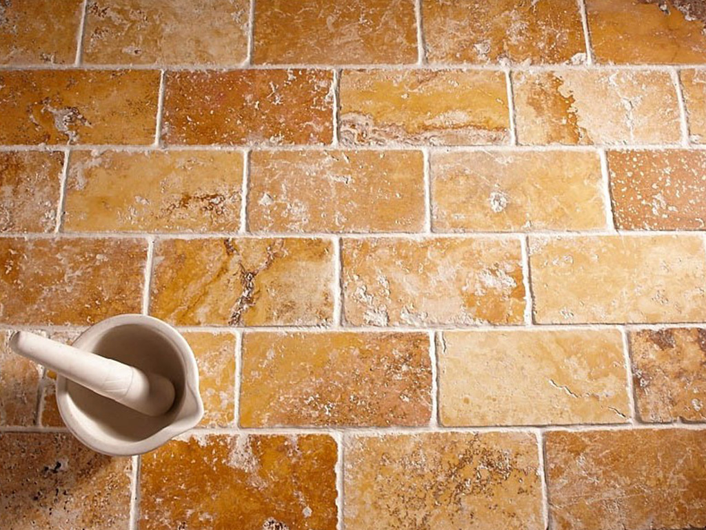 Gold - Yellow Travertine, Cross-Cut, Unfilled, Tumbled, Tile