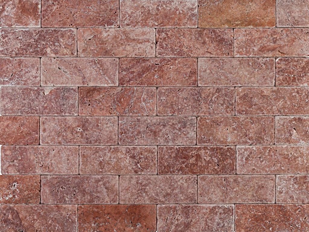 Red Travertine, Cross-Cut, Unfilled, Tumbled, Tile