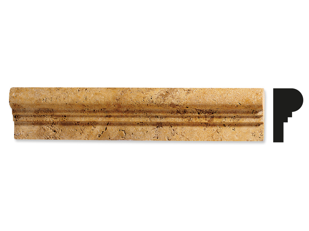 Apollon Gold Travertine, Cross-Cut, Unfilled, Honed, AW, Double Ogee, Profile