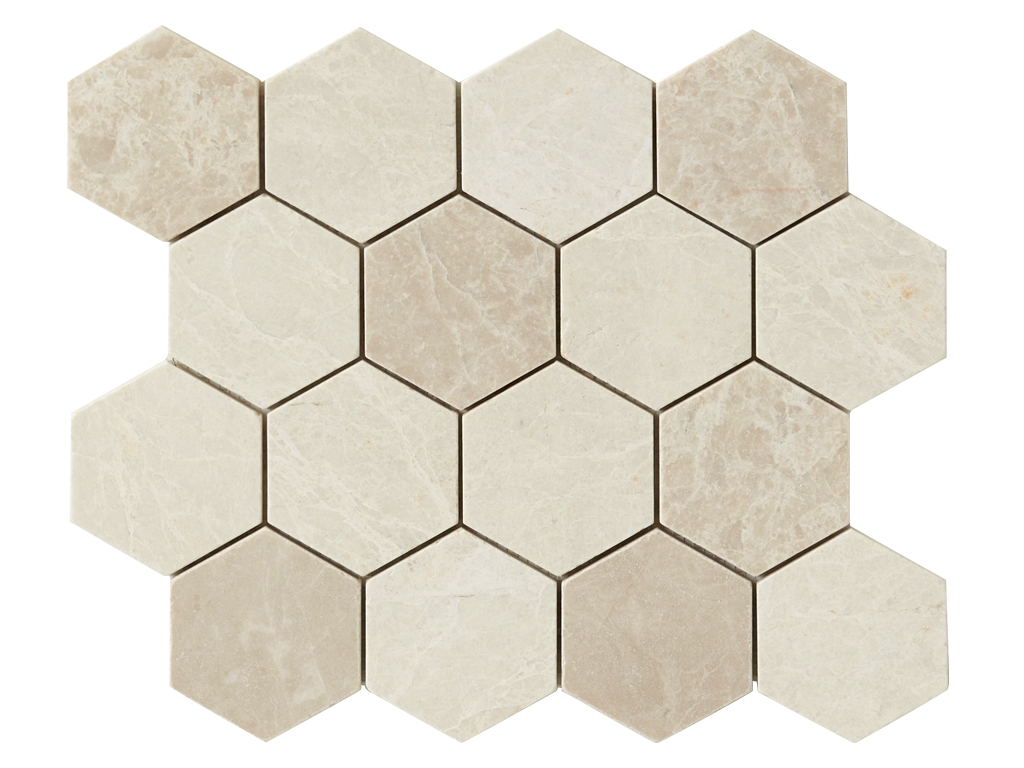 Botticino Marble, 3" Hexagon Mosaic